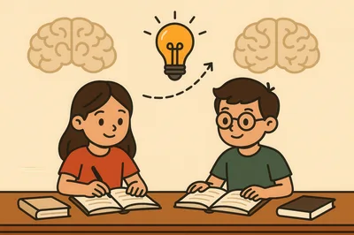 Children Studying Together With Brainstorming Concept Illustration