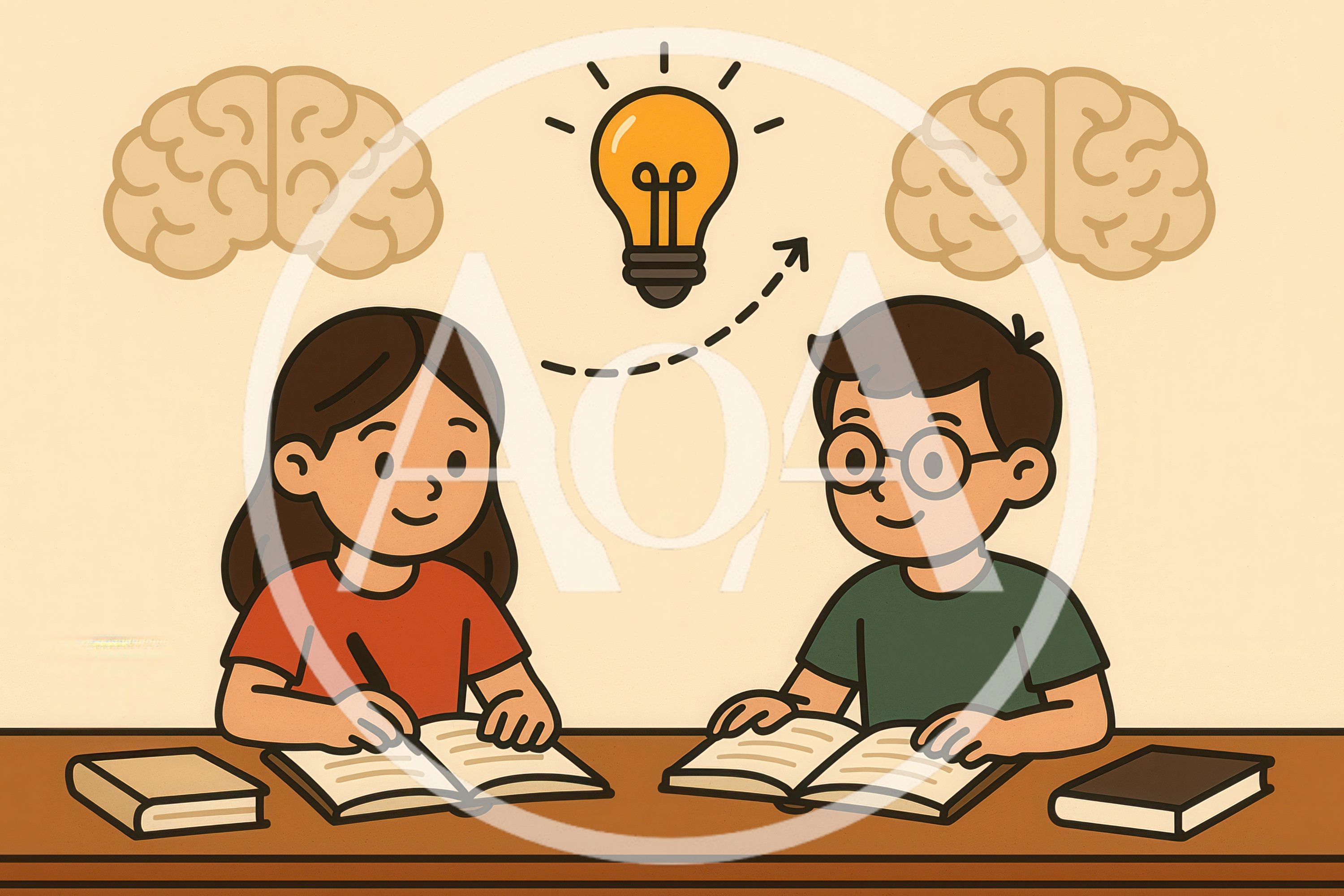 Children Studying Together With Brainstorming Concept Illustration