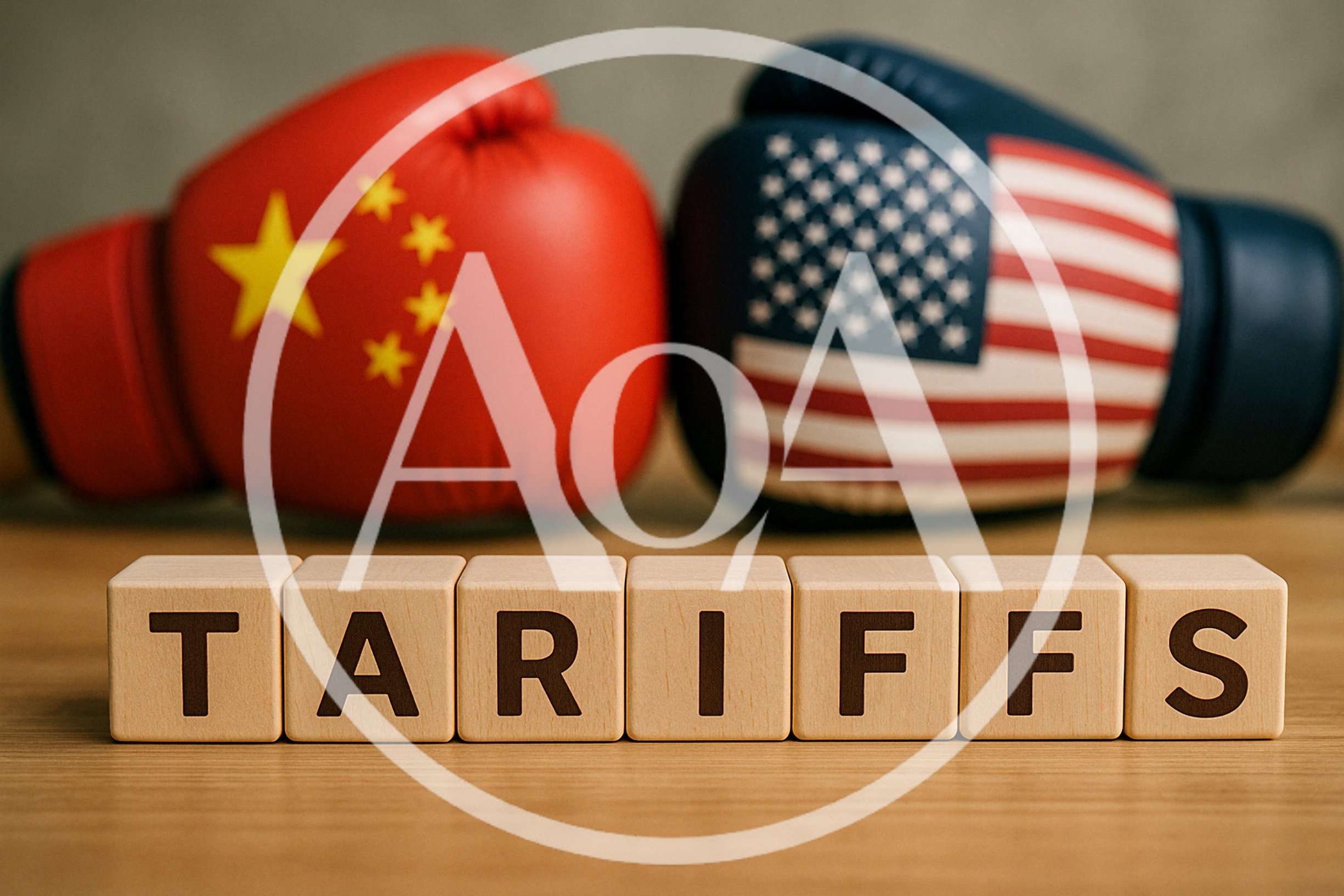 Boxing Gloves Representing US and China Trade Conflict