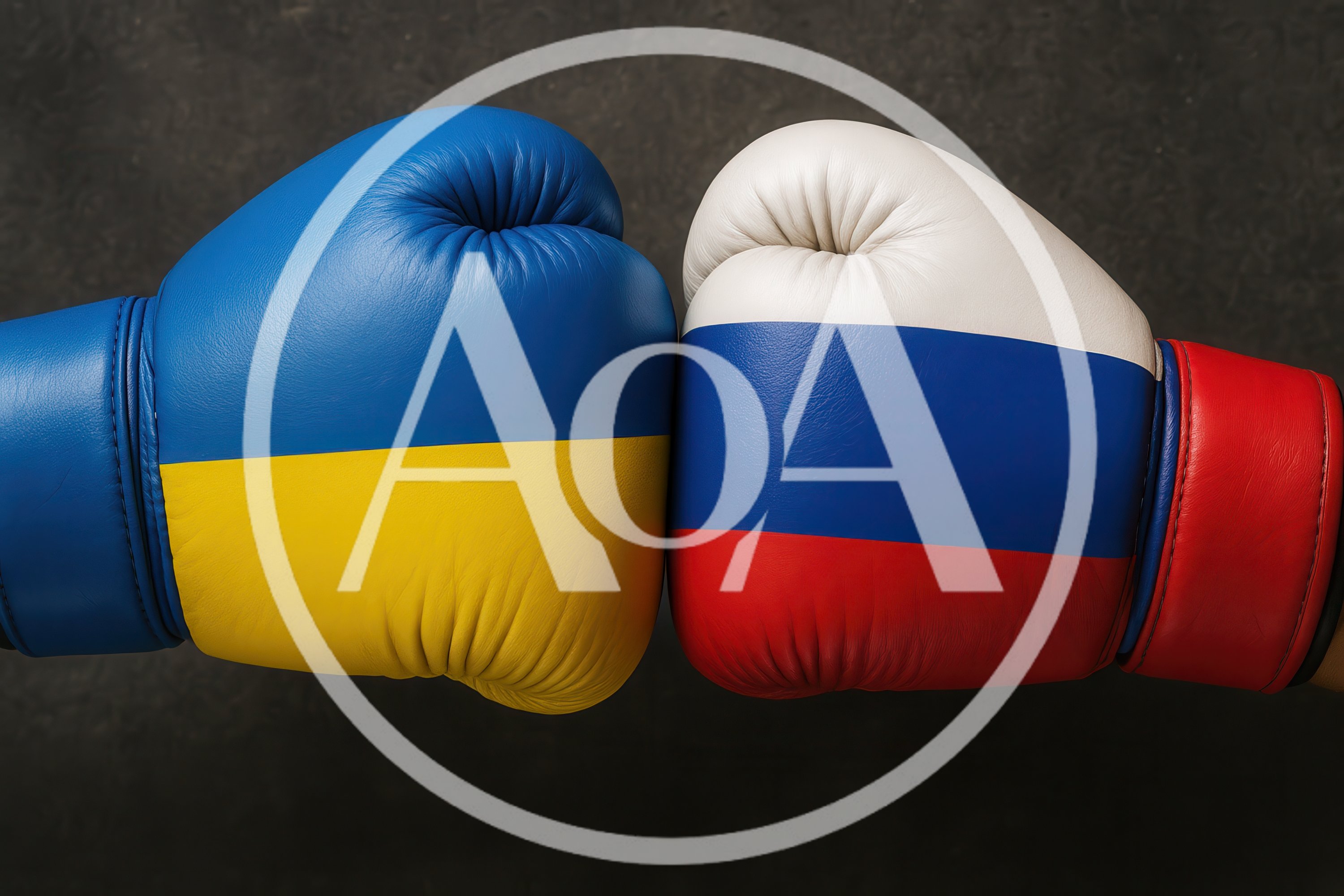 Boxing Gloves With Ukraine And Russia Flags