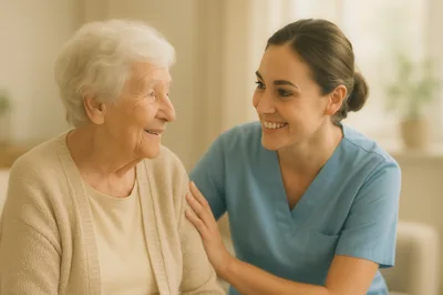 Caregiver Providing Compassionate Support To An Elderly Woman