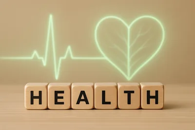 Wooden Blocks Spelling Health With Heart And EKG Symbol