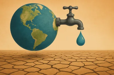 Conceptual Illustration Of Earth With A Water Tap