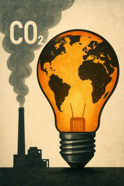 Conceptual Illustration Of Industrial CO2 Emissions And Global Warming