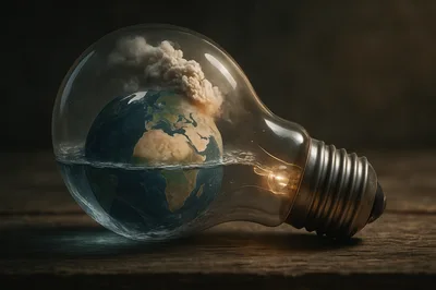 Earth Globe Inside A Light Bulb Concept