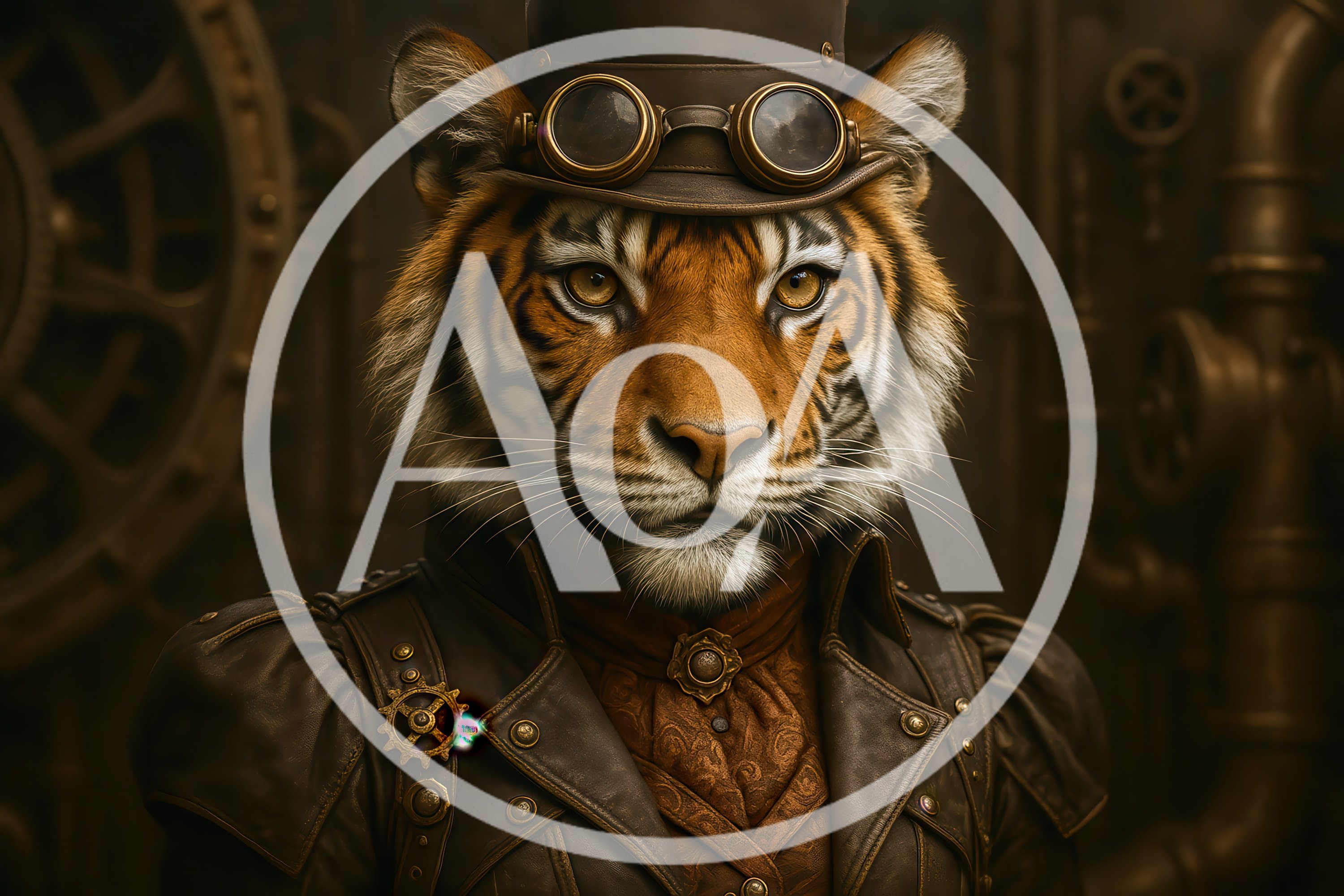 Steampunk Tiger Portrait In Victorian Attire