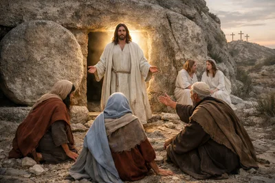 Jesus Christ Appearing To Disciples At The Empty Tomb