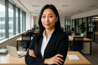 Professional Asian Businesswoman Standing In Modern Office