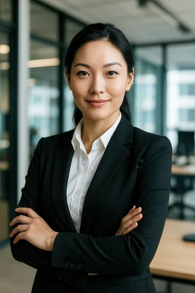 Professional Asian Businesswoman Standing With Arms Crossed