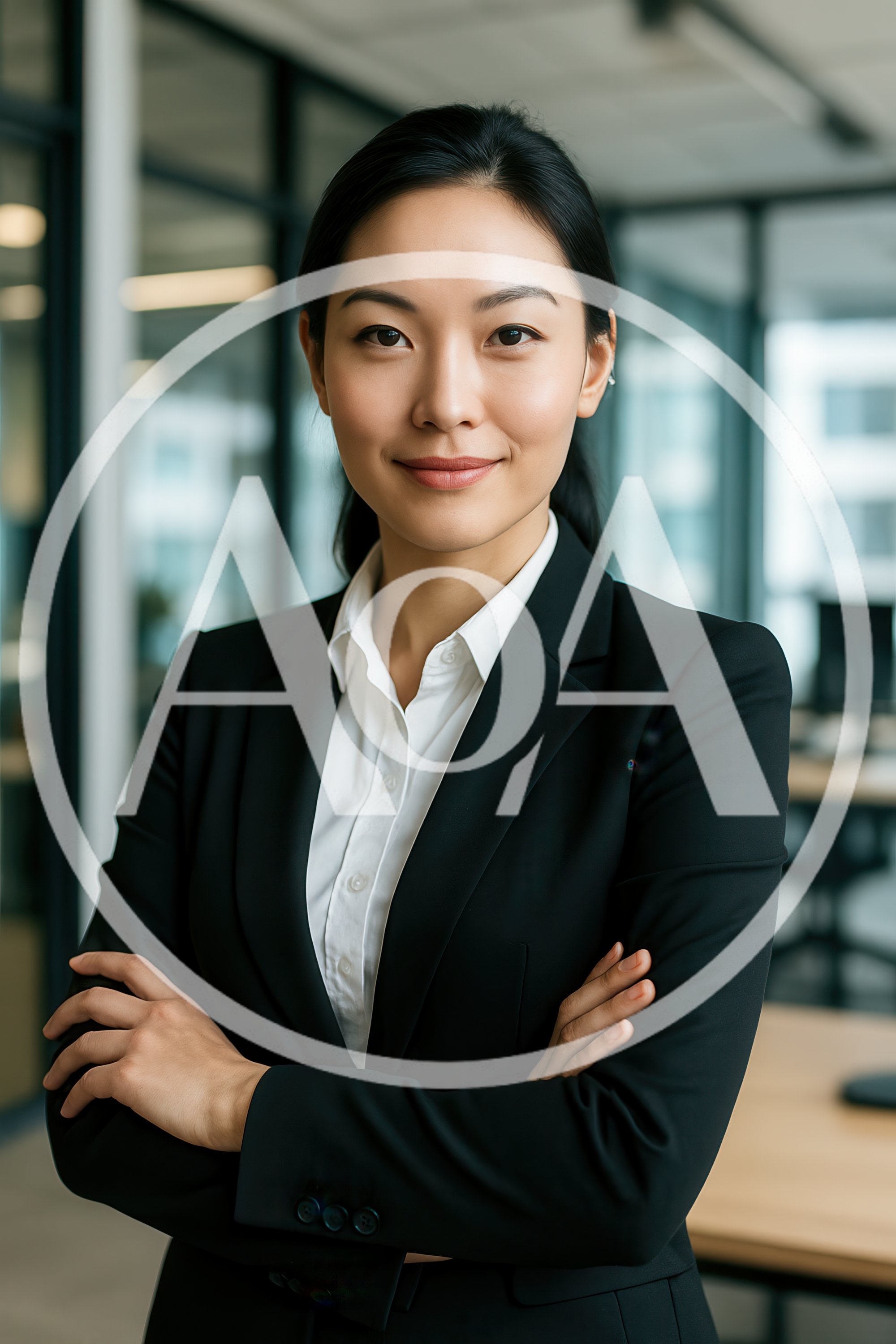Professional Asian Businesswoman Standing With Arms Crossed