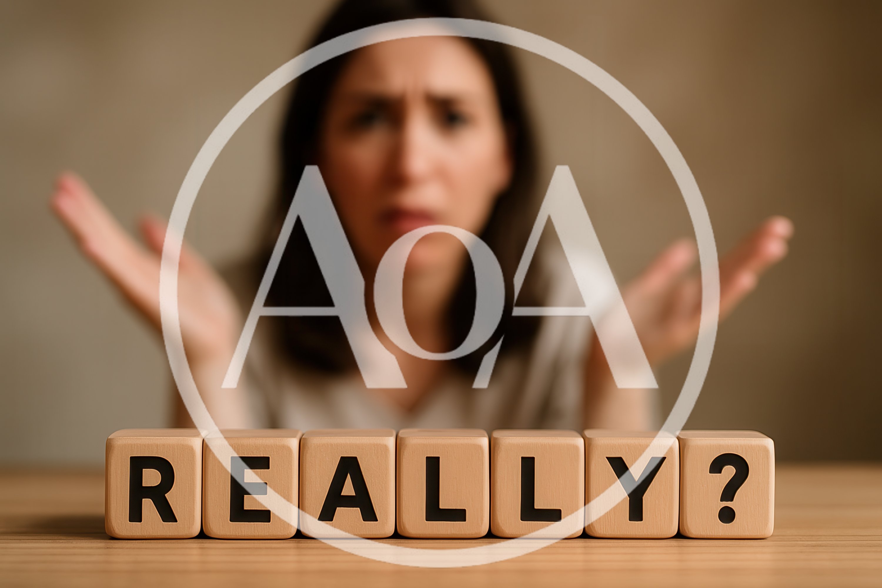 Woman Expressing Disbelief With Really Wooden Blocks