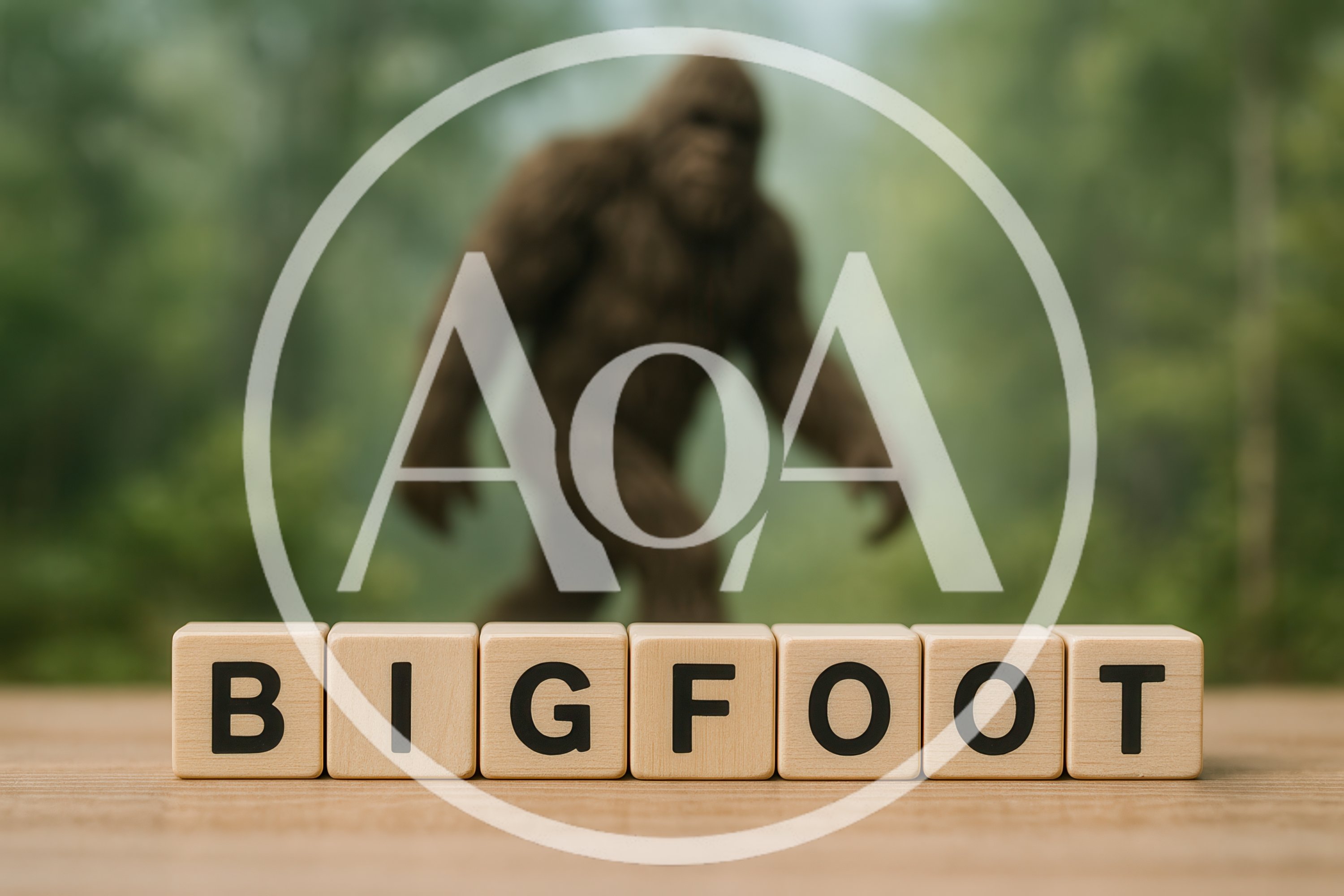 Bigfoot Wooden Letter Blocks In Forest Setting