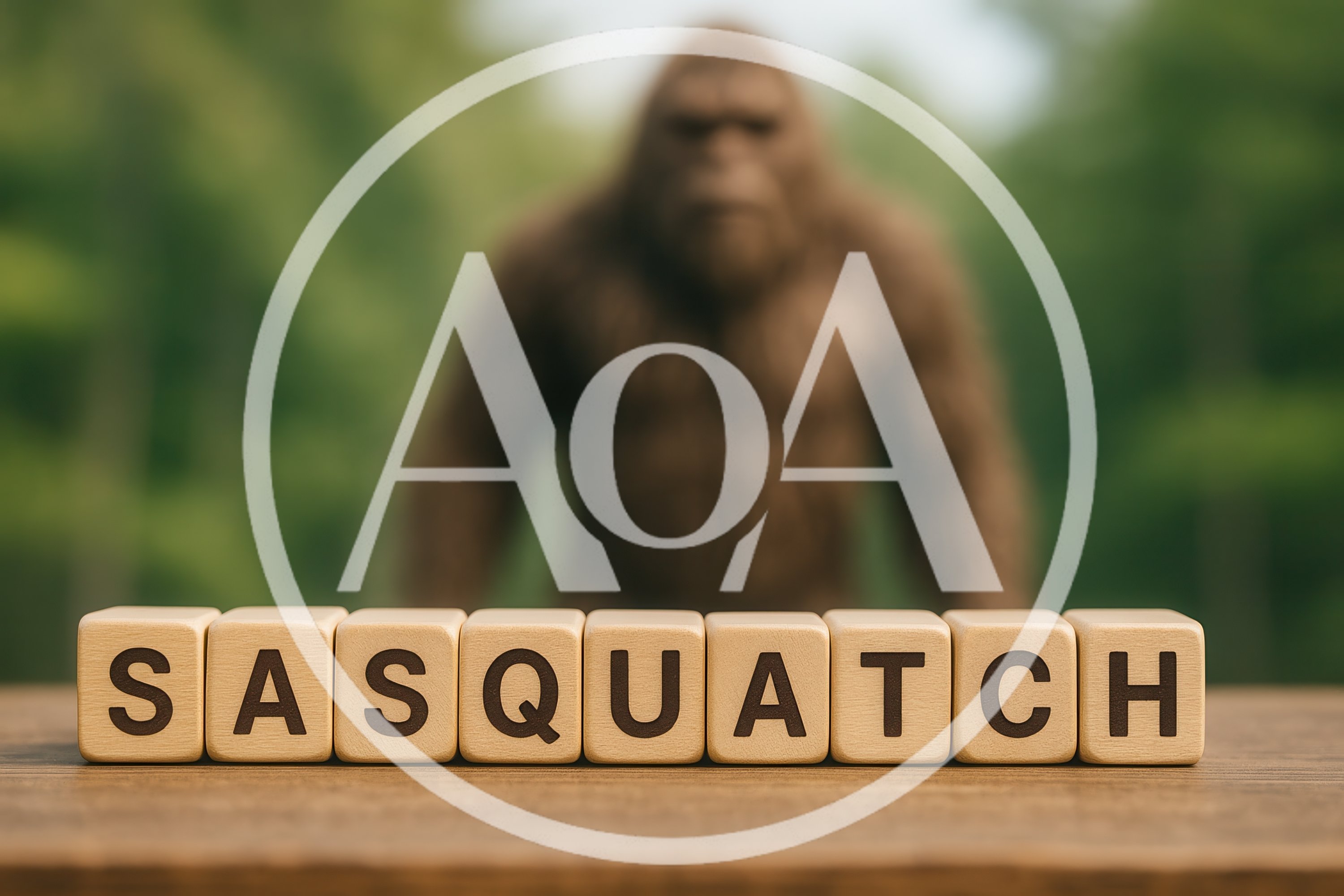 Sasquatch Text Spelled Out With Wooden Blocks