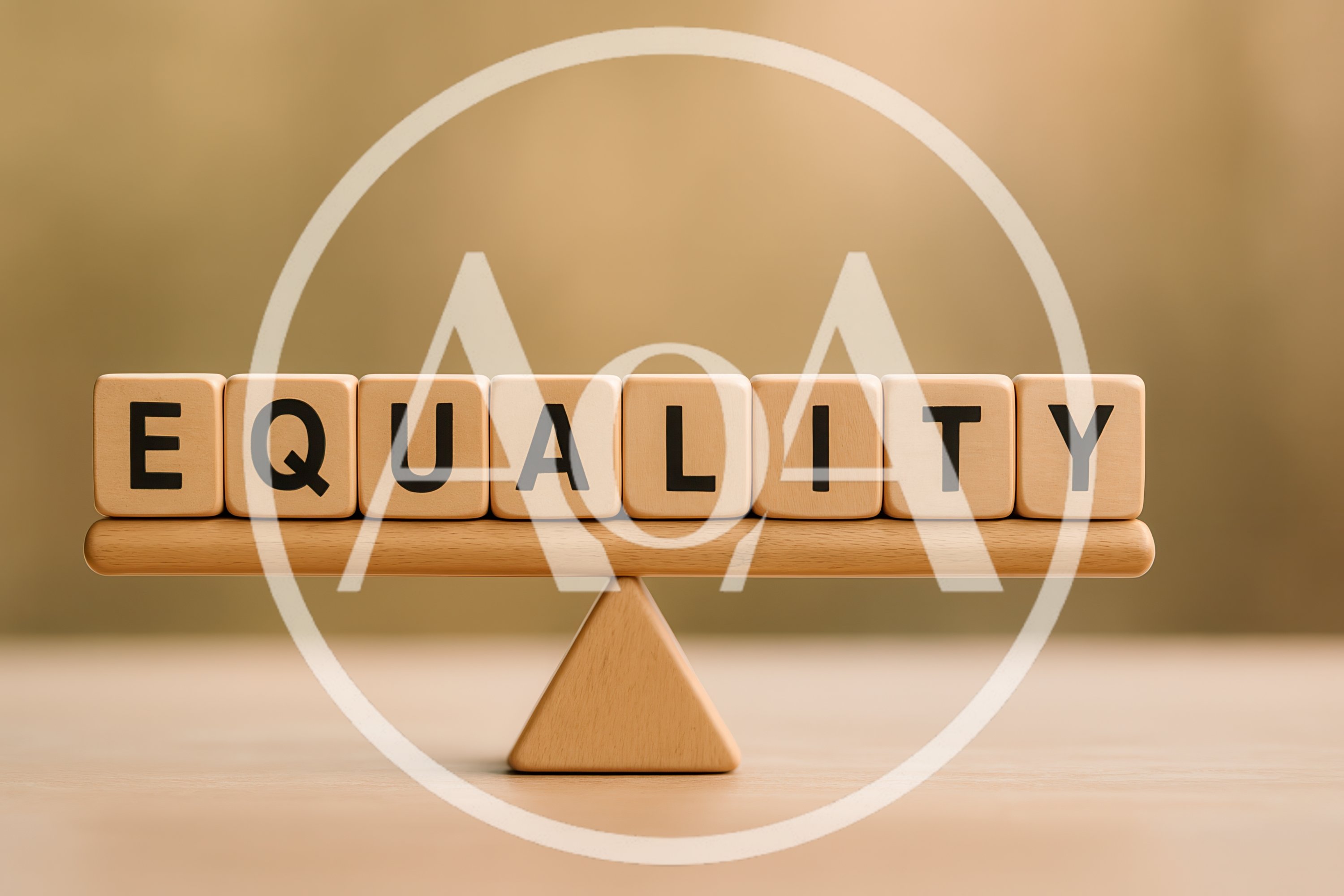 Wooden Blocks Spelling Equality Balanced On A Scale