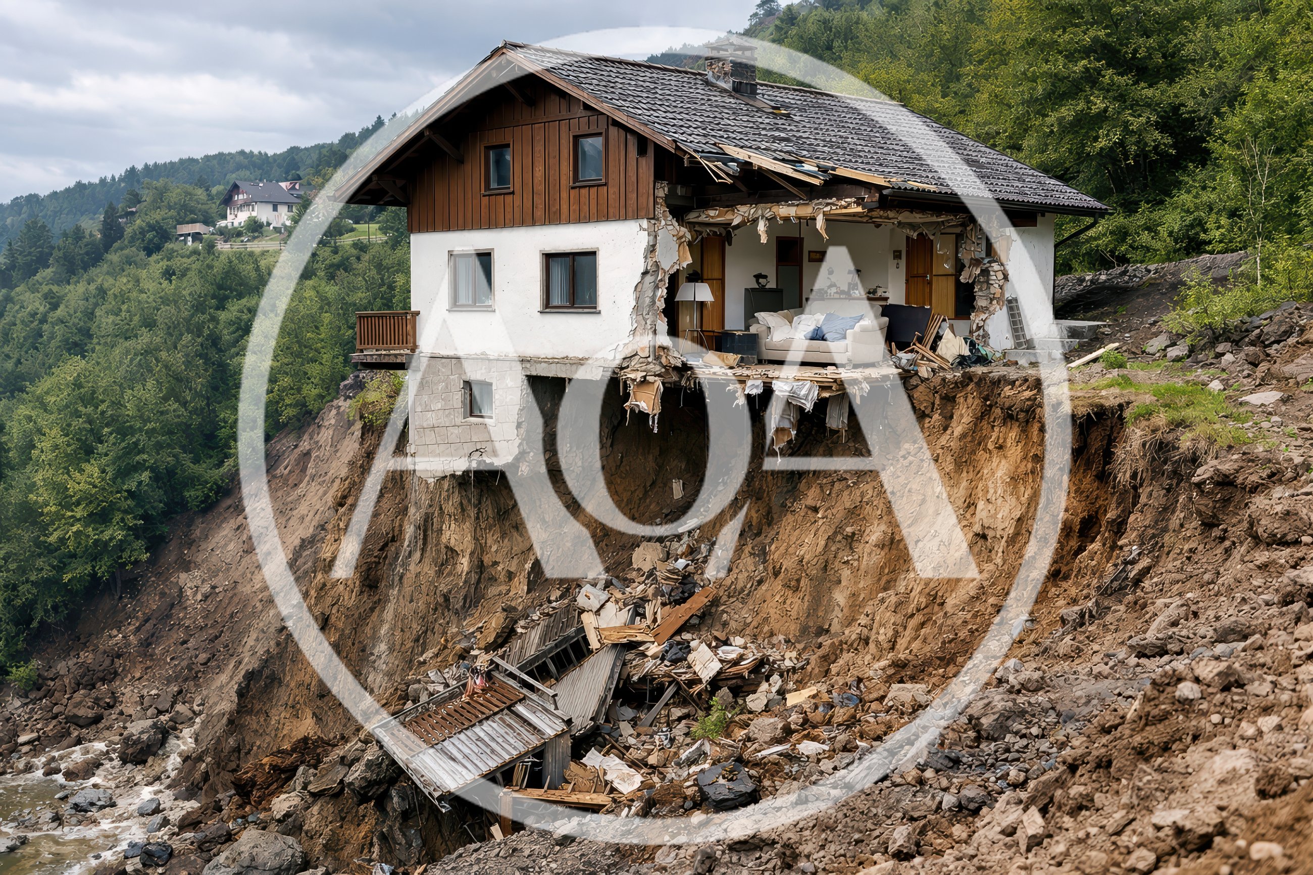 House Destroyed By A Massive Landslide