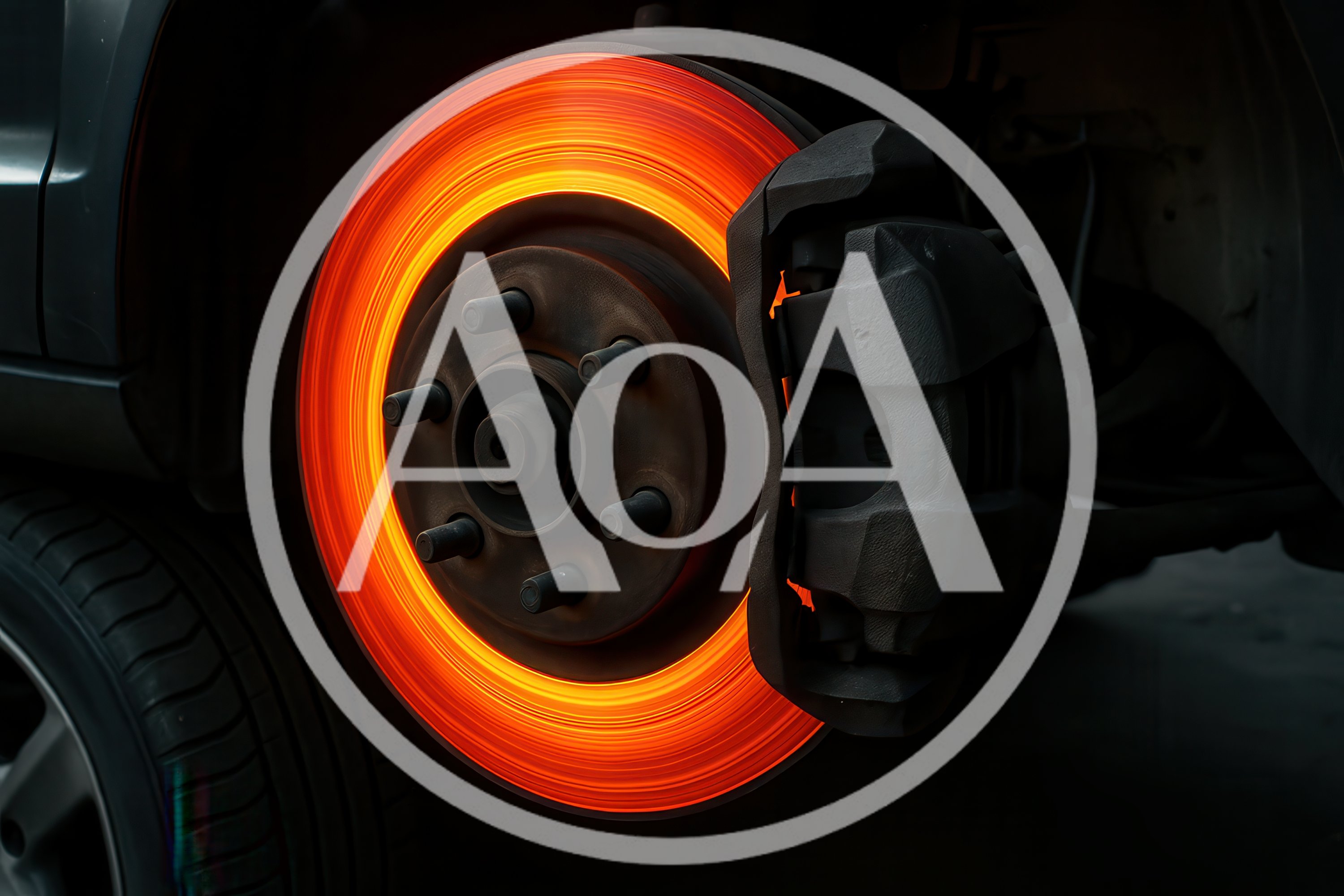 Glowing Red Hot Car Brake Disc