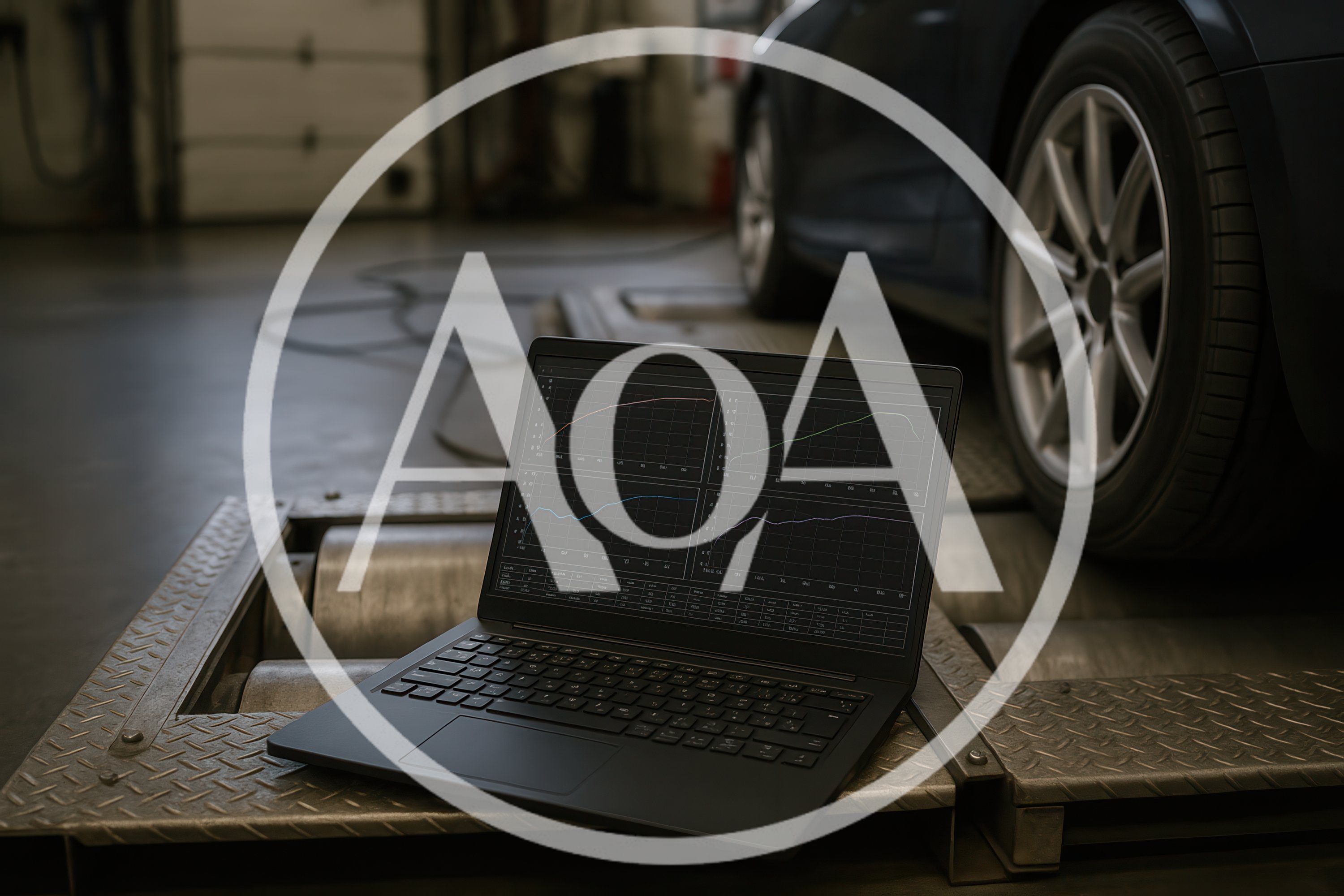 Laptop Displaying Performance Data On A Car Dynamometer