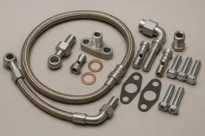 Automotive Turbocharger Oil Feed Line Kit Components