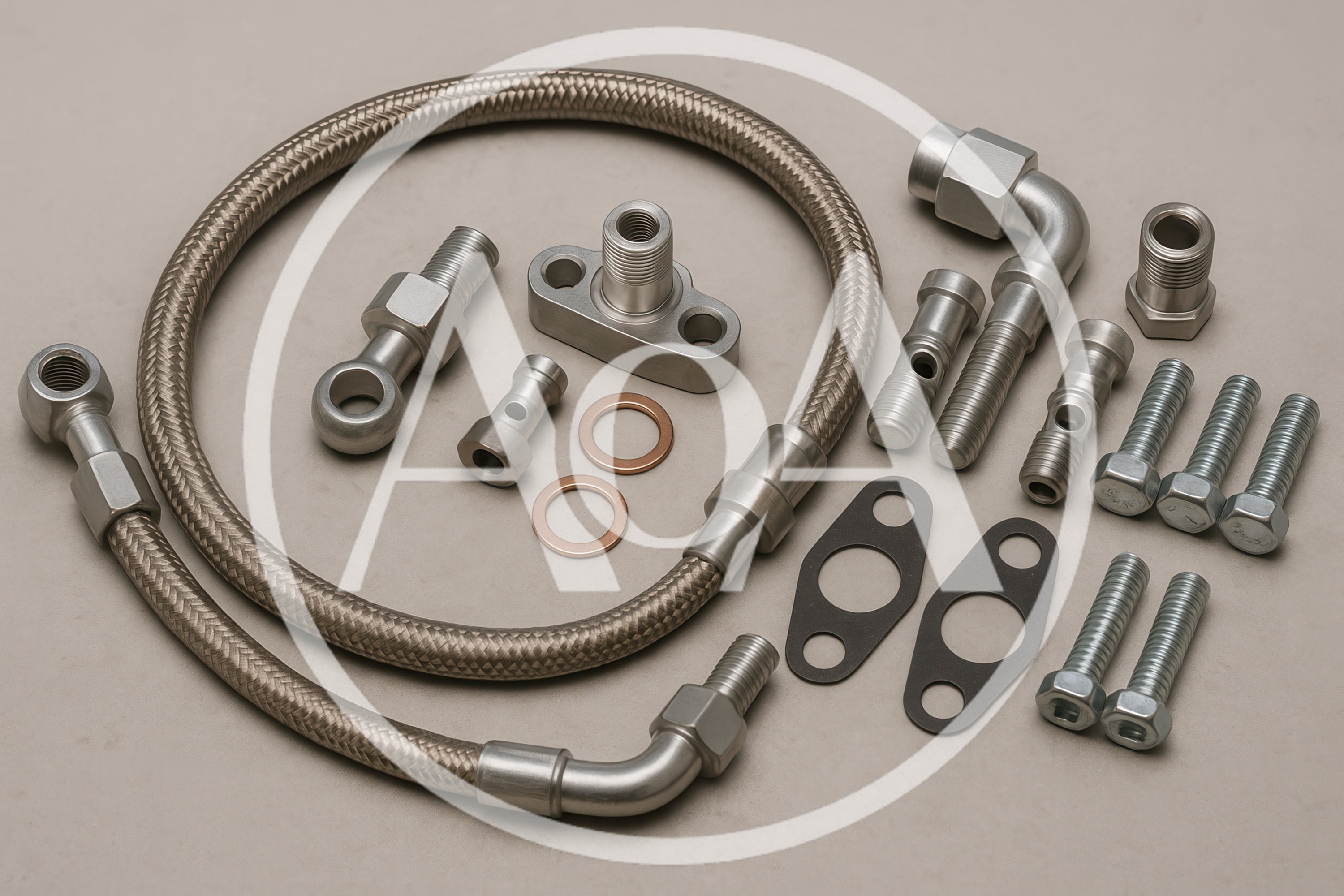 Automotive Turbocharger Oil Feed Line Kit Components