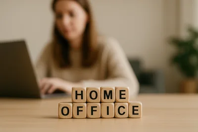 Wooden Blocks Spelling Home Office On Desk