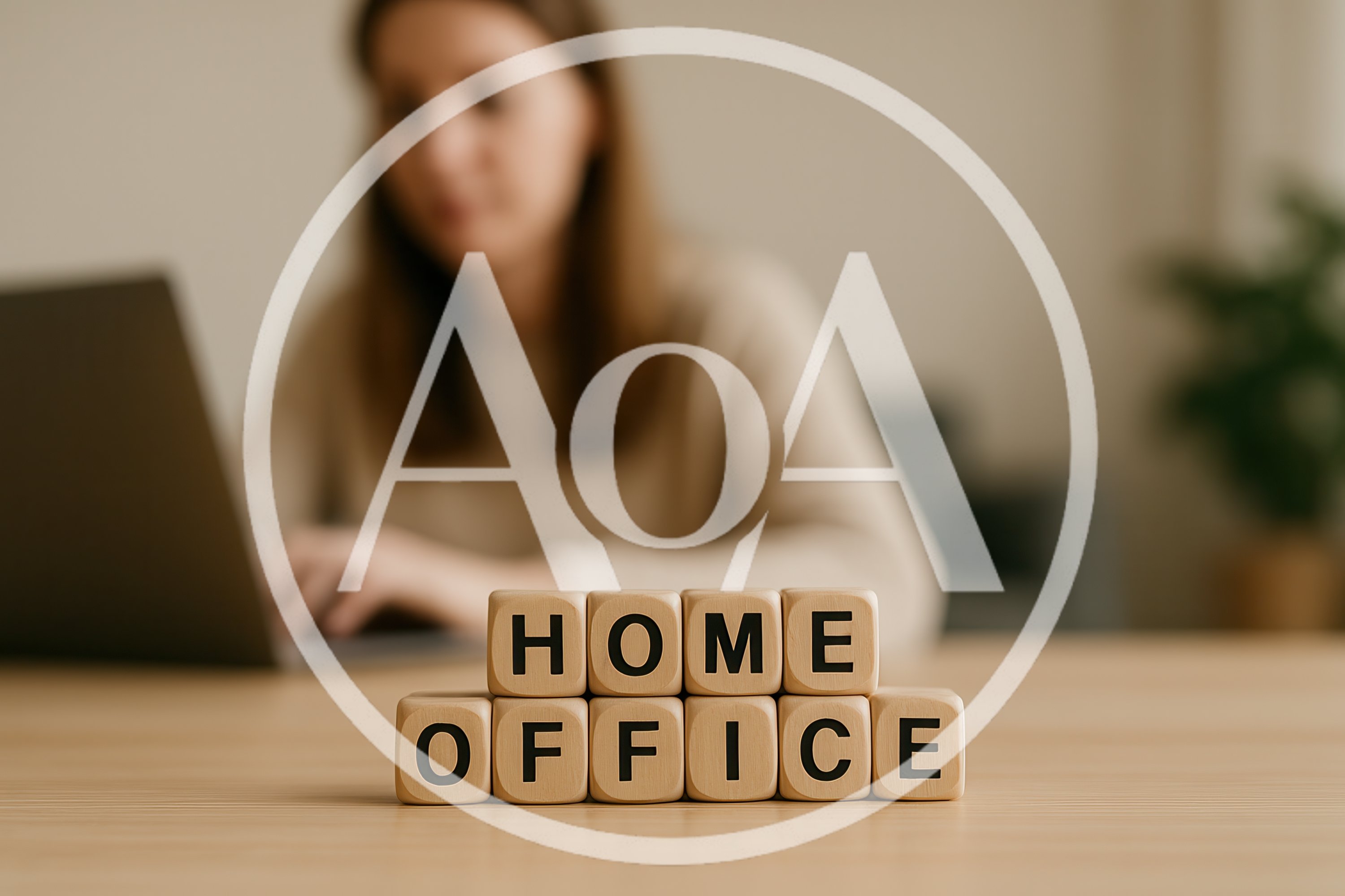 Wooden Blocks Spelling Home Office On Desk