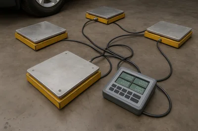 Four Industrial Vehicle Weighing Scales With Digital Display