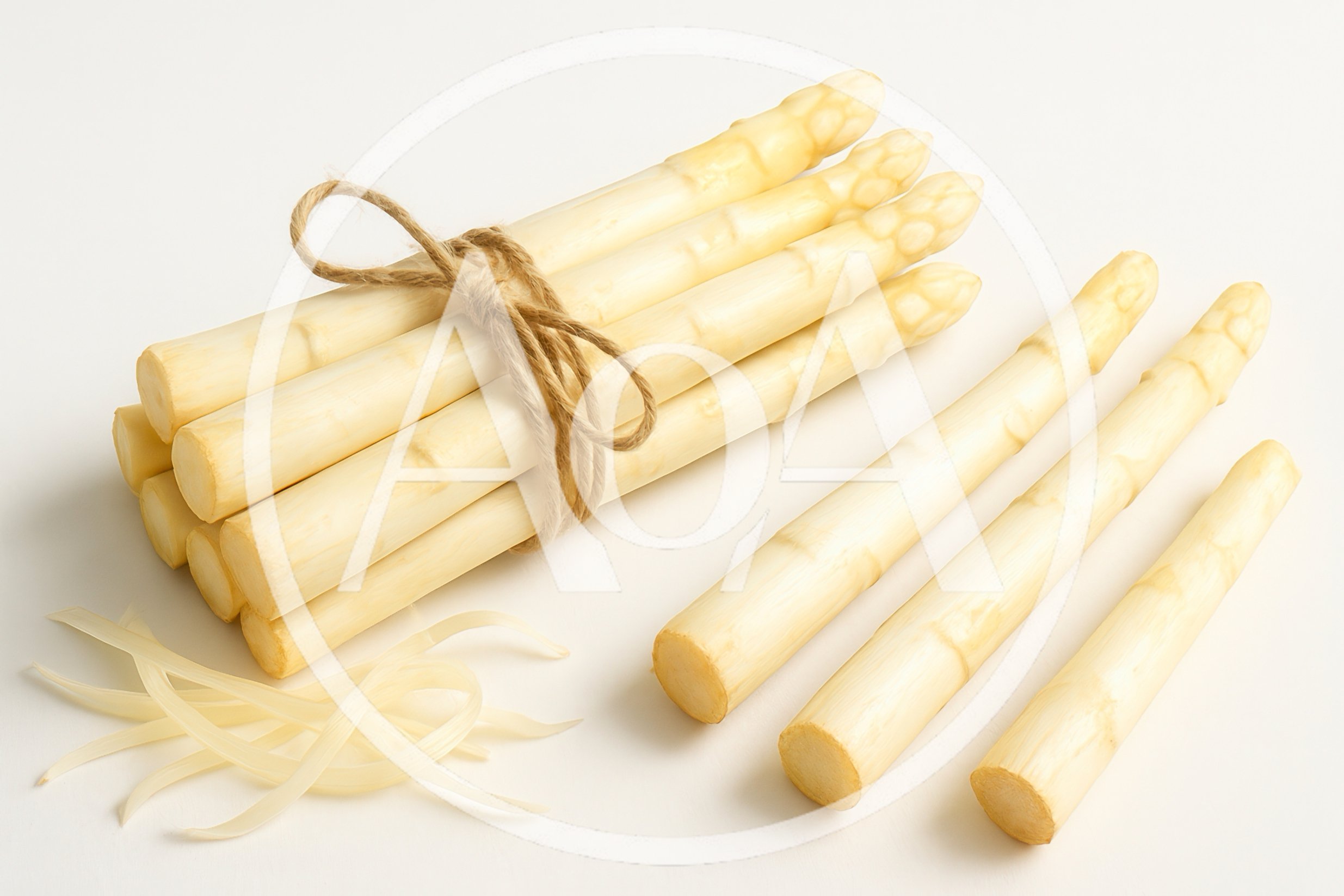Fresh White Asparagus Spears Tied With Twine