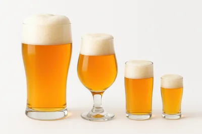 Four Glasses Of Beer With Varying Sizes