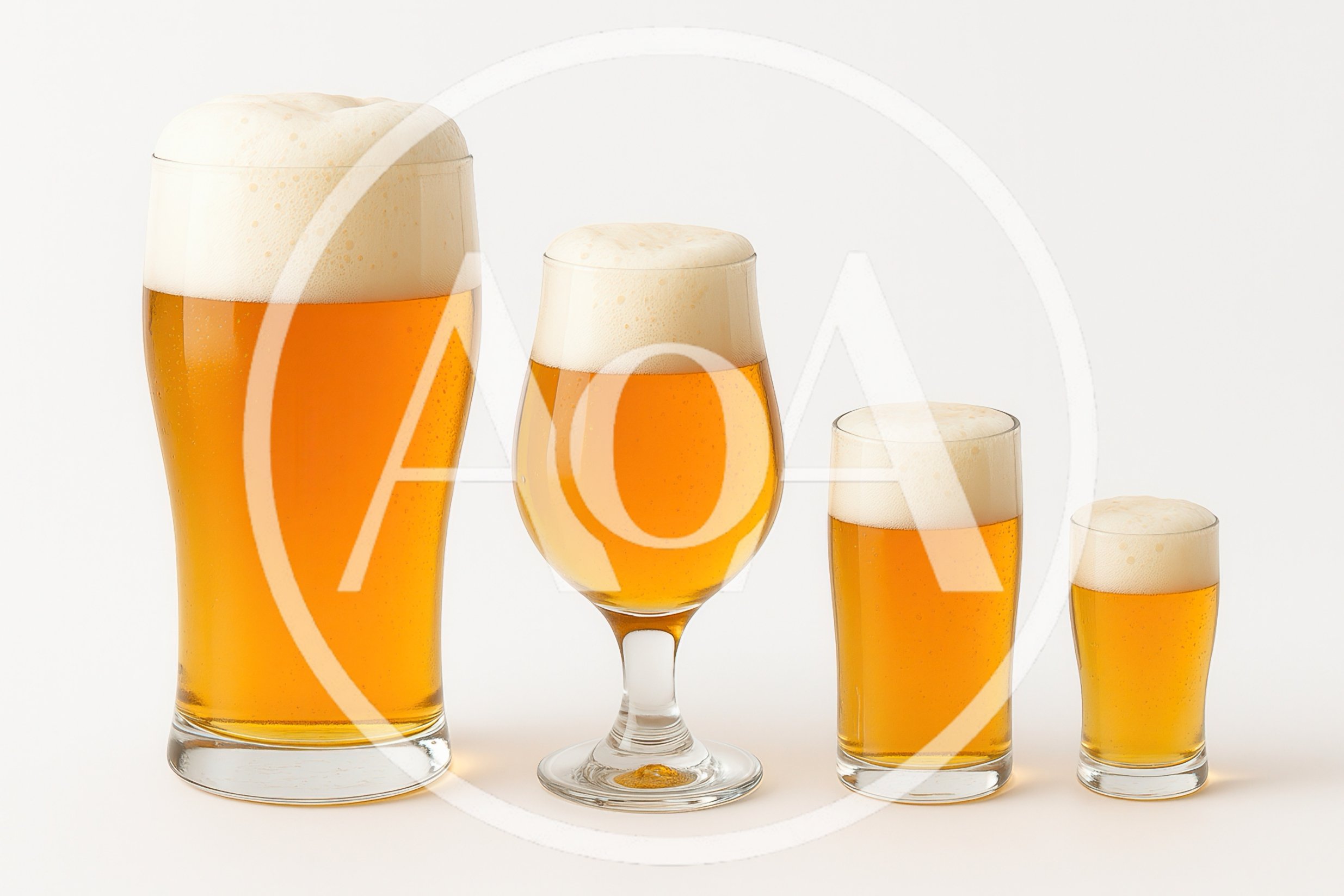 Four Glasses Of Beer With Varying Sizes