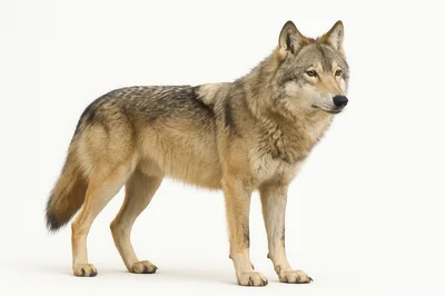 Full Body Portrait Of A Gray Wolf