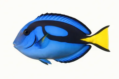 Regal Blue Tang Fish Isolated On White Background