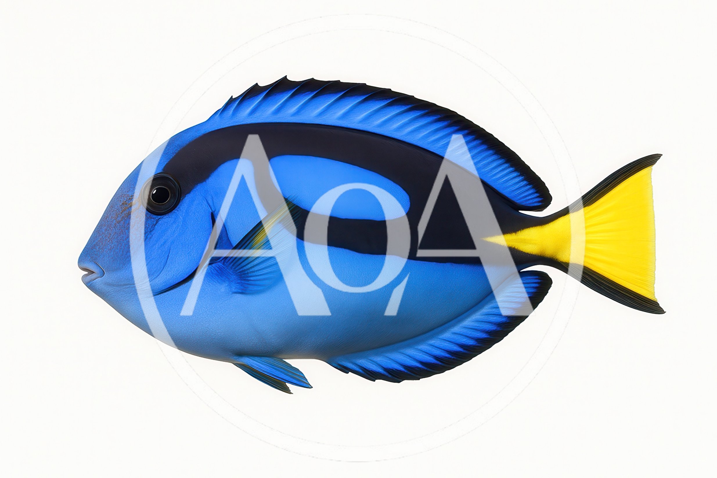 Regal Blue Tang Fish Isolated On White Background