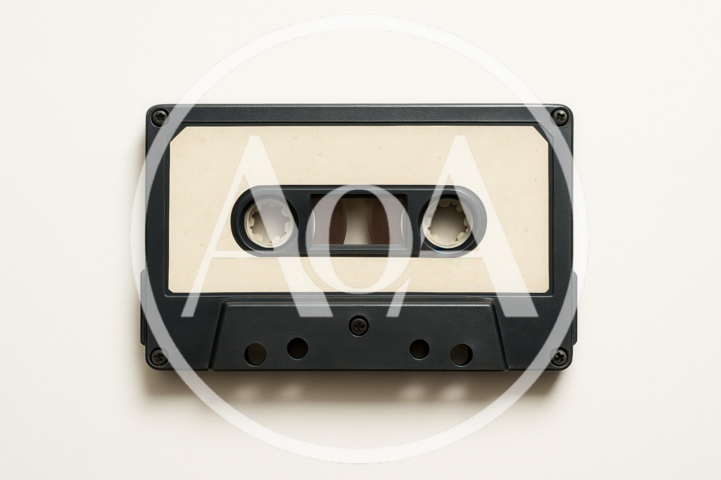 Vintage Black Audio Cassette Tape on White Background
