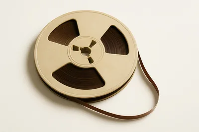 Vintage Magnetic Audio Tape Reel On White Background