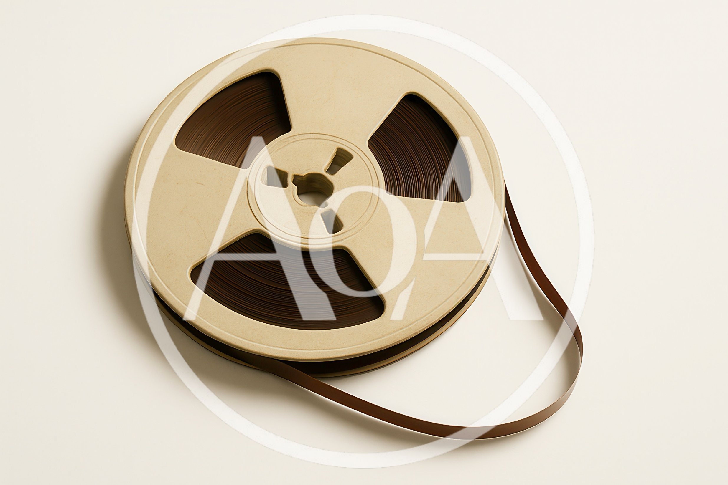Vintage Magnetic Audio Tape Reel On White Background