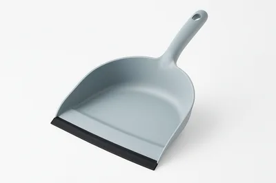 Light Gray Plastic Dustpan With Black Rubber Edge