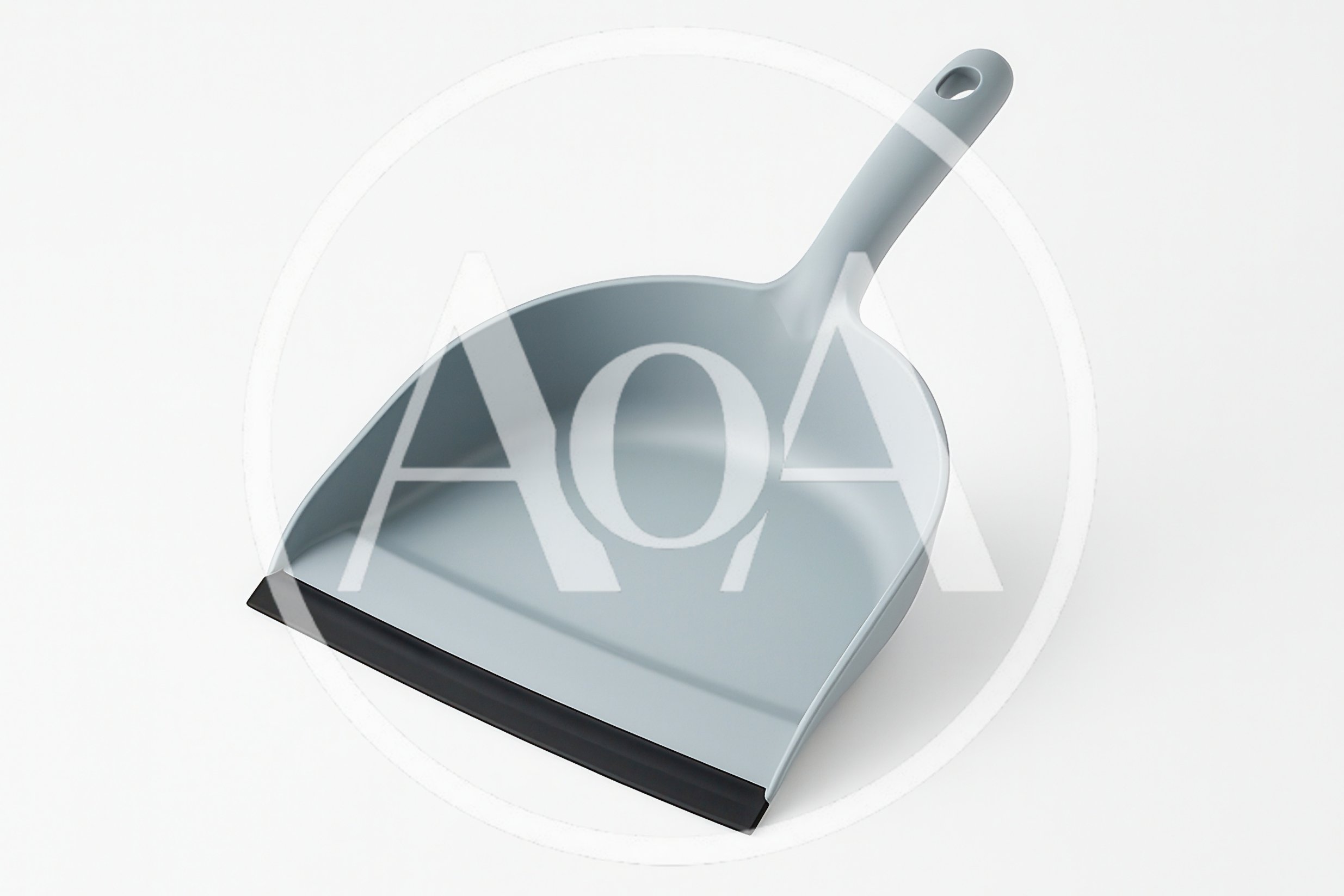 Light Gray Plastic Dustpan With Black Rubber Edge