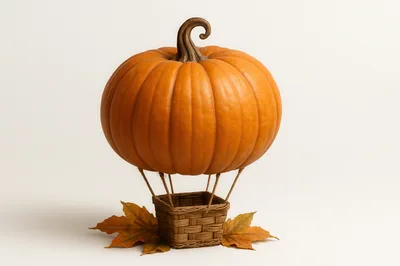 Pumpkin Hot Air Balloon With Wicker Basket