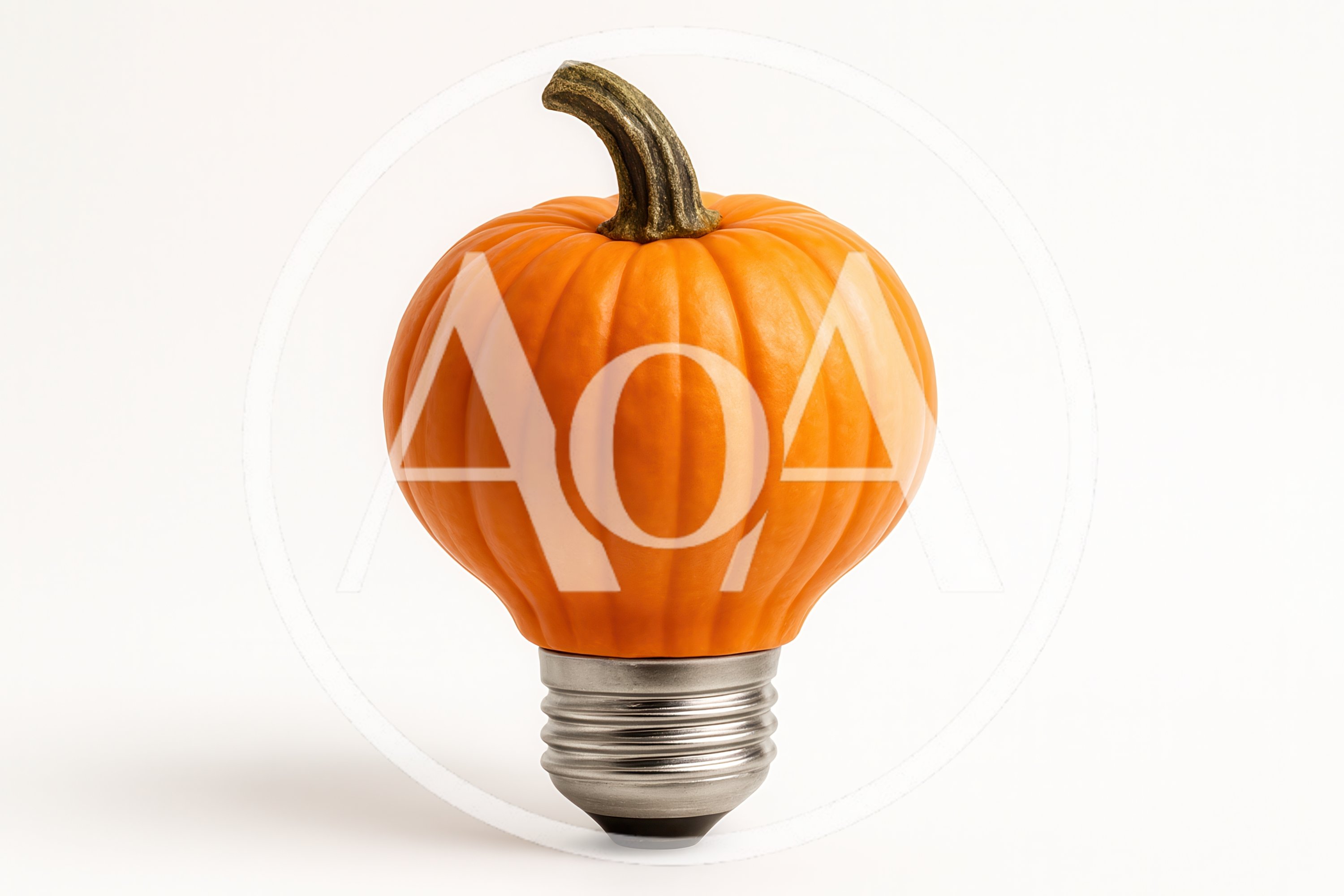 Pumpkin Shaped Light Bulb On White Background