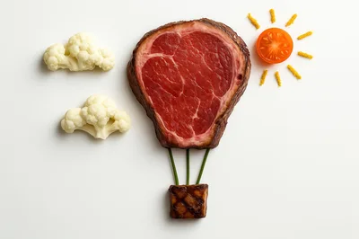 Creative Food Art Hot Air Balloon Made Of Meat