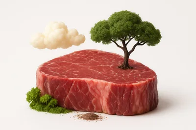 Surreal Landscape Featuring A Raw Steak With Tree