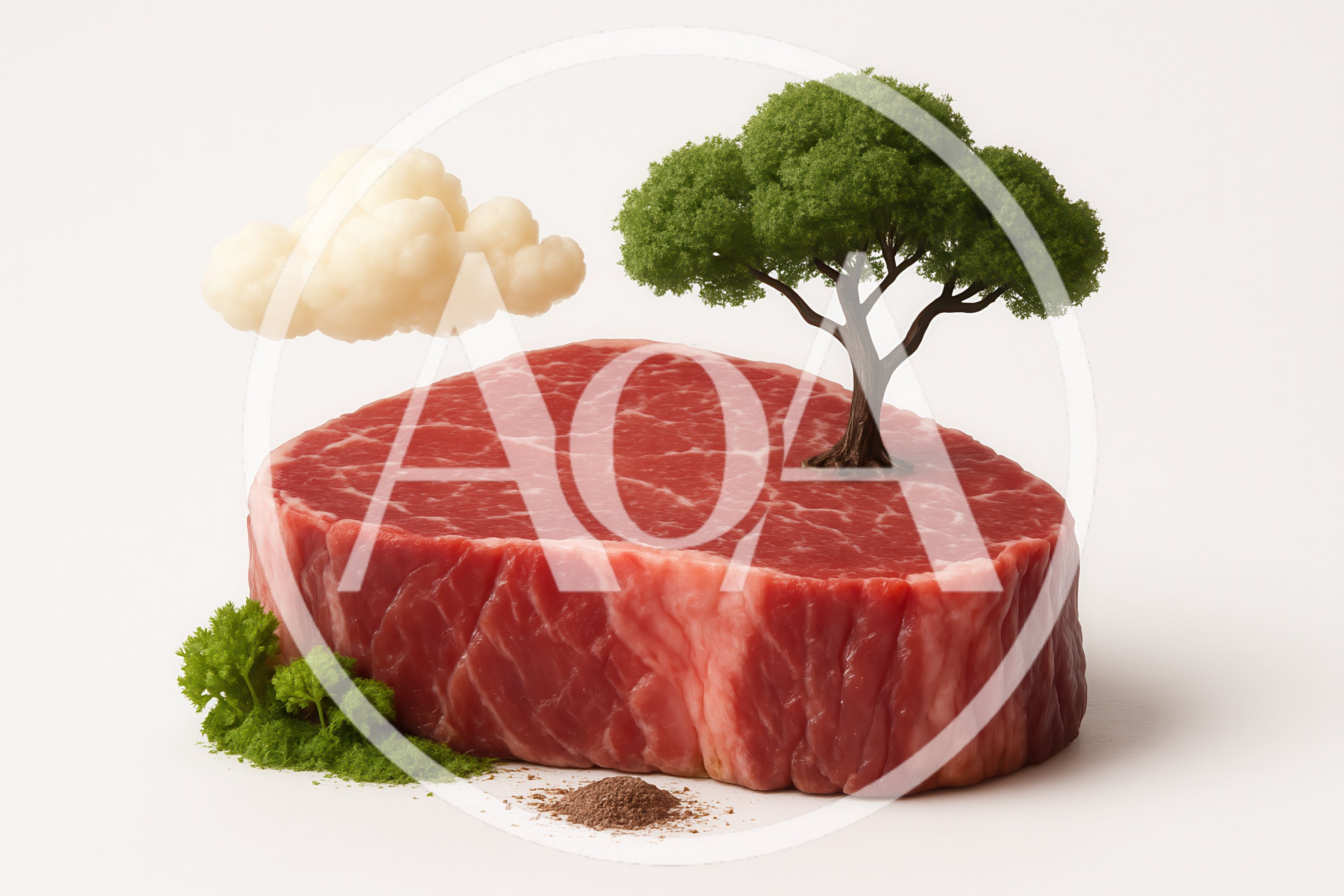 Surreal Landscape Featuring A Raw Steak With Tree