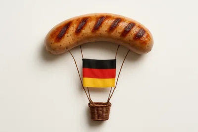 Grilled Sausage Hot Air Balloon With German Flag