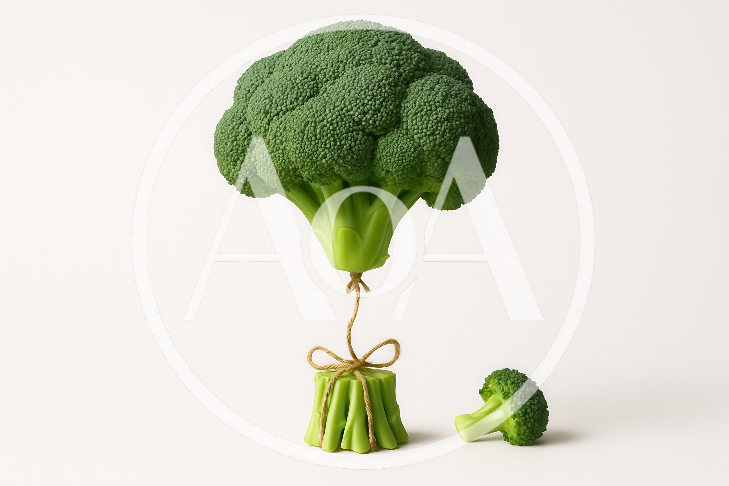 Surreal Broccoli Floating Like A Balloon