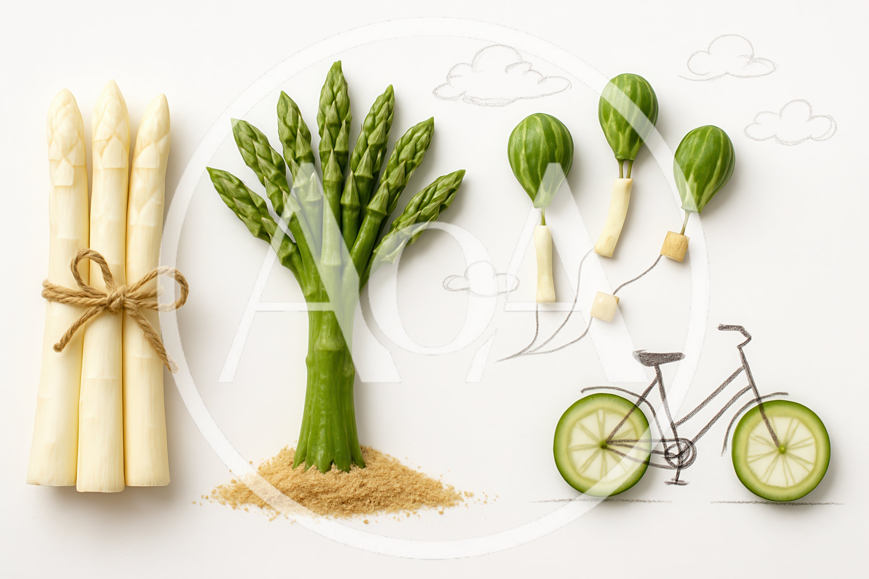 Creative Food Art Featuring Asparagus Tree And Bicycle