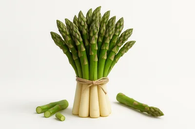 Fresh Green Asparagus Bundle Tied With Twine