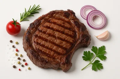 Grilled Ribeye Steak With Fresh Herbs And Vegetables