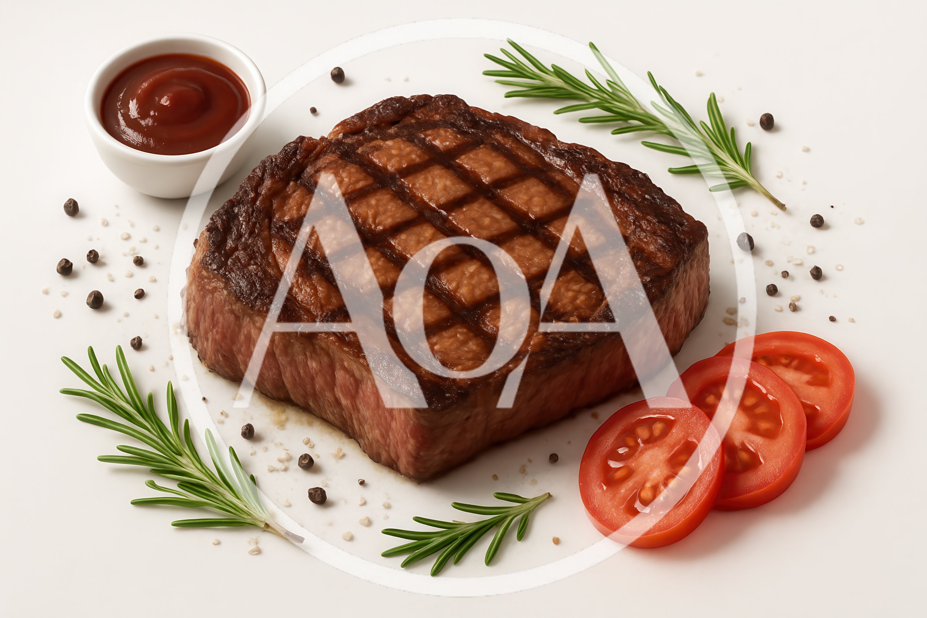 Grilled Beef Steak With Rosemary And Tomato Slices