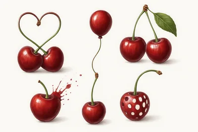 Creative Artistic Illustrations Of Red Cherries