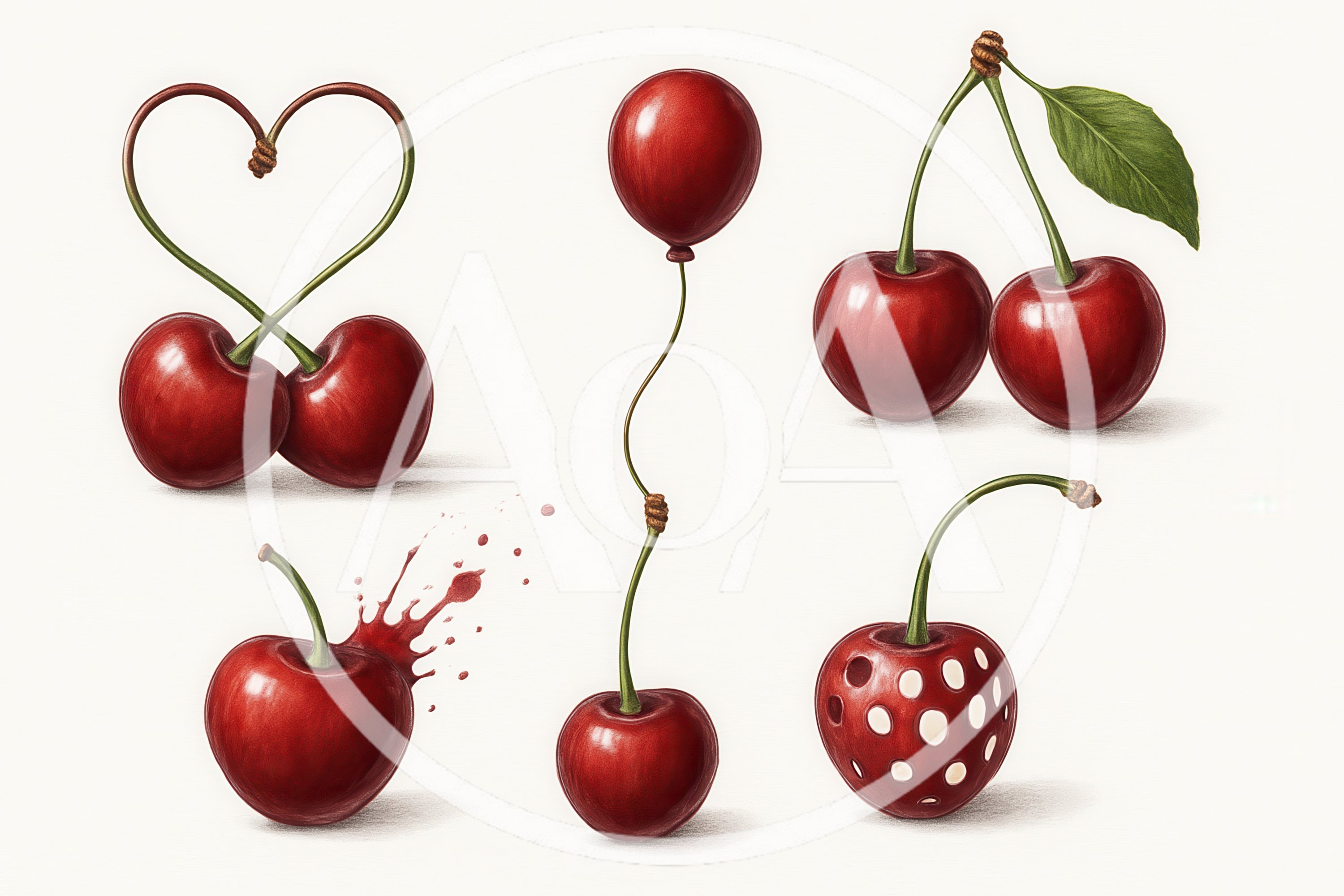 Creative Artistic Illustrations Of Red Cherries